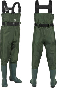TideWe Bootfoot Chest Waders — 2-Ply Nylon/PVC Waterproof Fishing & Hunting Waders
